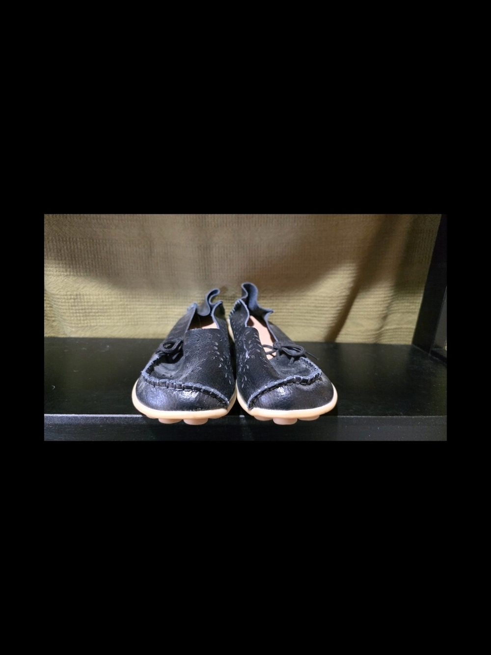 Womens Black Slip-On Ballet Flats